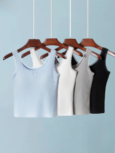 MiiOW | เสื้อกั๊กสายเดี่ยวผ้าลูกไม้สไตล์หวานสำหรับผู้หญิง ฤดูร้อน 2025 เสื้อชั้นในแบบมีแผ่นเสริมหน้าอกแบบสวมใส่ได้สองทาง เสื้อคลุมกันหนาวแบบสวมใส่ได้ตลอดทั้งปี