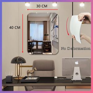 Acrylic Mirror Bendable 30CM*40CM Wallpaper Mirror Kamar Mandi / Tidur Mirror/Stiker Cermin Rias Dinding