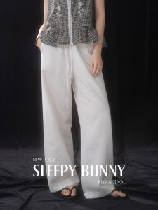High Waist Drawstring Non-see-through Loose Wide Leg Summer Casual Pants