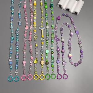 SEHENA Đầy Màu sắc đính cườm Crossbody chuỗi điện thoại bé ba dây đeo Túi dây đeo thay thế túi treo Keychain kimmon Keychain