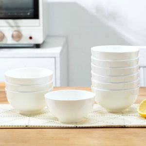 Home Use Bone China Rice Eating Bowls White