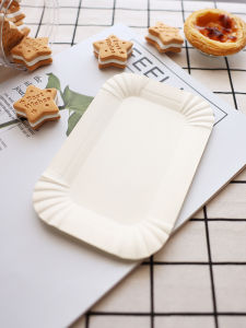Degradable Rectangular Birthday Cake Plate Disposable Waterproof Oil-resistant 200 Pieces Shaped Paperware Dinnerware