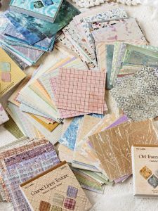 หนังสือสติ๊กเกอร์สำหรับบันทึกความทรงจำ 50 แผ่น ลายพื้นฐาน สไตล์วินเทจ ลายกลิ่นเกลือ ลายกลิ่นเนื้อ ลายพื้นฐาน ลายพื้นหลัง