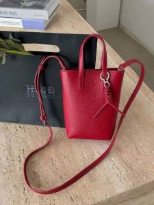 Satchel Cell Phone Bag Womens Fall and Winter 2024 New Arrival Small Tote Bucket Bag Niche Style Textured French Fries Shoulder Messenger Bag