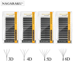 NAGARAKU | NAGARAKU Automatic Flowering W Shape Bloom 3D 4D 5D 6D Premade Fans Eyelash Extensions Natural Soft Light Full Dense
