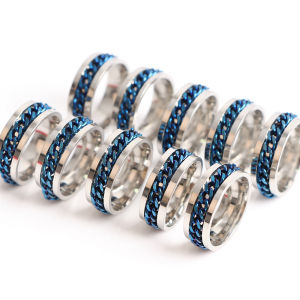 10/20/30Pcs/Lot Fashion Rotatable Chain Spinner Stainless Steel Rings Men Women Decompression Jewelry Mix Style Daily Party Gift