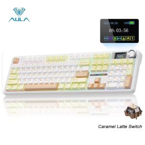 AULA | AULA F108 pro Mechanical Keyboard Three-mode Bluetooth /2.4G/ Wired Customized Full-key Hot-swapable Gasket Structure RGB Light