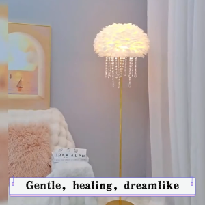 220V Feather floor lamp/Table lamp 3 color/0-100% Adjustable brightness  foot switch  Eye protection LED desk lamp white/pink Feather Floor lights/Night lights/Ambient light/Reading light