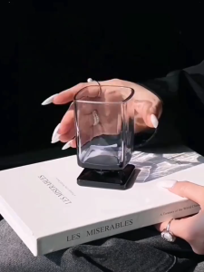 Vintage Square Cup Juice Glass Cups Iced American Coffee Cup Creative Brown Glasses Cups Home Kitchen Tool