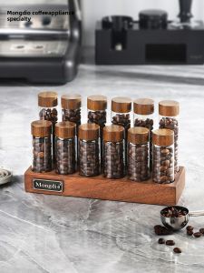 MONGDIO | Transparent Glass Coffee Bean Storage Container Display Rack