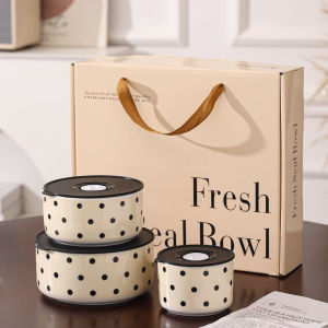 MAIYUQI | Microwave Safe Sealed Ceramic Lunch Boxes Set of 3