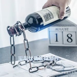 โซ่แขวนขวดไวน์ ชั้นวางขวดไวน์ ชั้นวางไวน์ ที่วางไวน์แบบโซ่เหล็กลอยน้ำ สร้างสรรค์ชั้นวางตู้ไวน์ห้องนั่งเล่นชั้นวางไวน์ ชั้นวางแสดงผล ที่วางขวดไวน์ทรงวงแหวนนอดิก คอลเลกชันชั้นวางไวน์