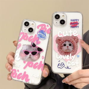 Cute Cartoon Cat Silicone Phone Case Full Cover Anti-Fall for  13 14promax 12 11 17/xr 16 Models Popular Korean Style