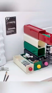 Desktop Storage Boxes Stackable Drawer Cosmetics Organizer Box Large Capacity Household Bedroom Office Storage