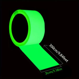 3cmx3m/1.18inx9.84ft Glow in The Dark Sticker Tape – Reflective Night Visible for Home Decoration & Emergency Preparedness