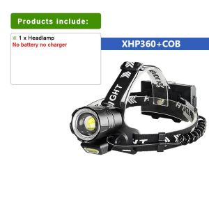 Most Powerful XHP360 LED Headlight Strong Light Rechargeable Headlamp Long Shot 3500M Head Torch Fishing Hunting Head Flashlight
