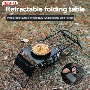 Cắm Trại Ngoài Trời Có thể gập lại Bàn Nhỏ Thu gọn cơ động lưới bảng bếp giá Chiều cao có thể điều chỉnh Dã Ngoại kim loại gấp bàn trà