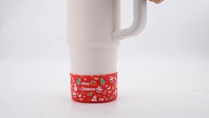 Christmas Theme Silicone Cover  7.5cm Tumbler Cover Silicone Protective Cover Non-slip Water Bottle Bottom Cover Silicone Cover Tumbler Accessories