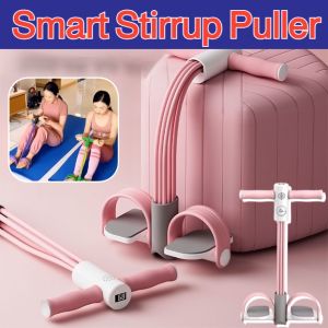 Upgraded Smart Stirrup Puller Household Sit-up Assistive Device Foot Stirrup Puller Yoga Sit-up Aid 4 Tube Pull Rope Foot Pedal Puller