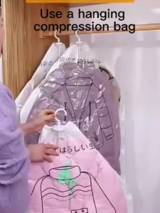 Vacuum Compression Storage Bag Hanging Clothing Clear Vacuum Bag Clothes Hanging Clothes Vacuum Bags