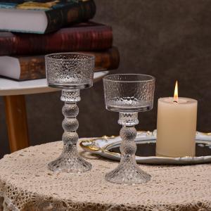 Elegant European Glass Candle Holder High Stem Wedding Decoration Home Decor Romantic Dinner Table Centerpiece Candle Base