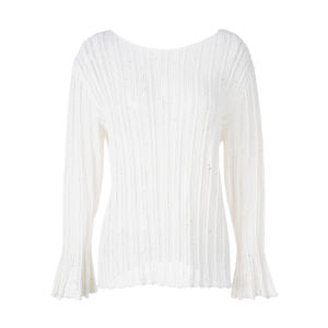 Lazy Striped Hollow Lace-up One-shoulder Long Sleeve Sweater