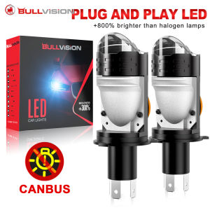 2PCS H4 Projector Lens LED Headlight CANBUS Turbo Auto Fog Lamps LHD RHD High Low Beam Super Bright 6000K 12V 24V Plug and Play