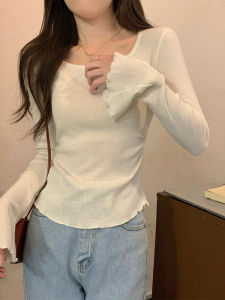 Elegant Fashionable French Sophisticated Fitted Bell-Sleeved Long Sleeve Sweater