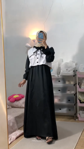 Dress Rompi Set Wanita Terbaru Bahan Shakila Rompi Bisa Dilepas Pasang