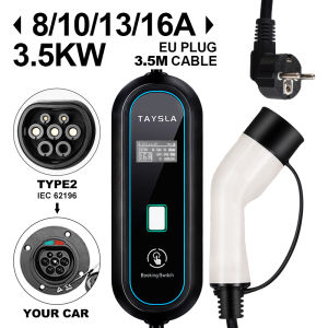 TAYSLA Household Electric Car Charger 16A MAX 220V Portable EV Charger TYPE 2 IEC 62196 Charging Cable for Electric Vehicle Car