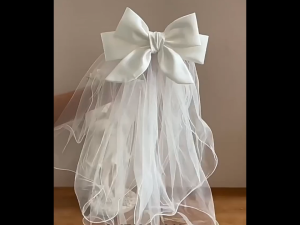 Bow Bridal Veils Double White Wedding Short Veil for Wedding Bachelorette Party