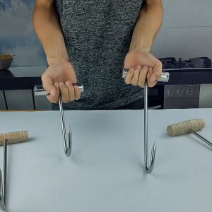 【Local Warehouse】Stainless Steel Beef Meat Clasps Duck Goose Turkey Hooks Roast Duck Bacon Hook BBQ Storage Hanger Bread Hook Tools Accessories Chicken Hook Stainless Steel Hook Durable Double Layer Stainless Steel Hanging Roast Duck Bacon Shop Hook Kitch