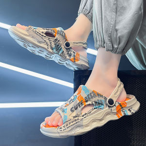 Summer Mens Slippers Trendy Sports Thick Bottom Beach Sandals Anti-Slip Deodorant Slip-Resistant Casual Slippers Breathable