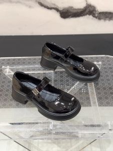 Mary Jane Womens Shoes Genuine Leather Spring New Style Japanese Thick Bottom Painted Skin Small Shoe JK Single Metal Letter Shoe