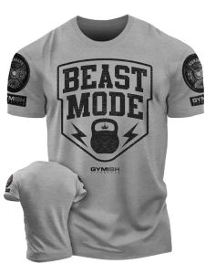 Summer European and American mens gym muscle training letter print soft and breathable round neck T-shirt outdoor casual top