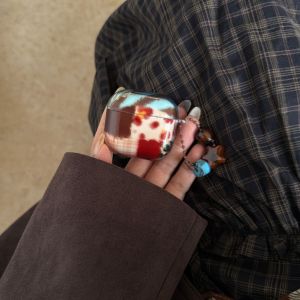 Creativity Leopard Plaid Pattern Splicing Star Bead Chain Pendant Earphone Case Cover for AirPods 1 or 2 3 4 Pro 2 Pro 3