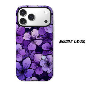 Dark Violet Floral Pop Phone Case for iPhone 18 17 16 15 14 13 12 11 Air Pro Max Plus Double-layer Cover