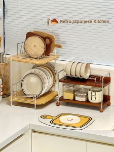 Stainless Steel Kitchen Bowl Plate Rack Home Use Stove Top Bowl Plate Dishware Organizer Multi Function Cutting Board Drain Rack