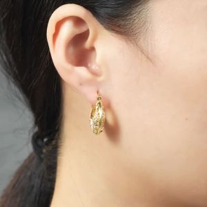 Huitan Aesthetic Women Gold Color Hoop Earrings Hollow Out Design Accessories Fresh Flower Charming Wedding Jewelry for Lady