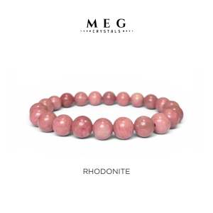 MEG Rhodonite Bracelet Natural Crystal Beads 8mm for Men and Women Gift