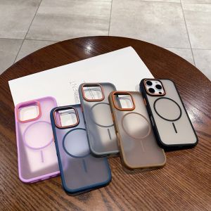 High Quality Matte Magnetic Transparent Phone Case For iPhone 16 Pro Max 15 14 13 12 11 Pro Max 14 15 16 Plus Soft Frame Hard Case For Magsafe Shockproof Cover Casing