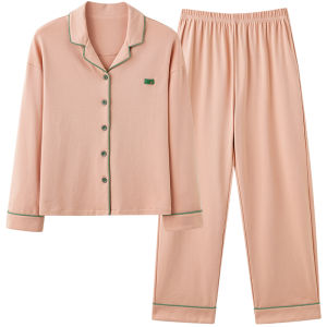 MiiOW | ชุดนอนคู่รักผ้าฝ้ายหลวมๆ ฤดูใบไม้ผลิและฤดูใบไม้ร่วง เสื้อผ้าใส่อยู่บ้านสำหรับผู้ชายและผู้หญิงไซส์ใหญ่ ชุดนอนคู่รัก