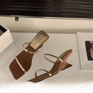 Elegant French Style High Heel Sandals Thin Strap Wedge Heel Shoes Summer Fashionable Fairy Tale Slippers Quality Youth Footwear