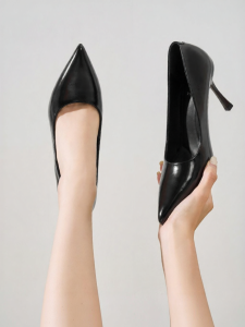 Josiny | Black Comfy Stylish Womens High Heels French Style