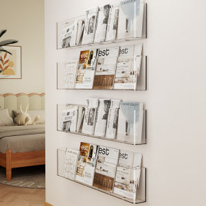 QINQI | Wall Mounted Acrylic Transparent Book Magazine Organizer