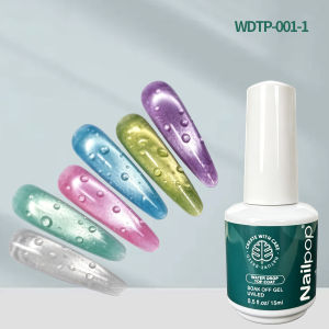 Nailpo HEMA/TPO Free Water Drop Top Coat No Wipe Self Leveling 5 Second Cure Long Wear 15ml Perfect for 3D Effect Quality 1/2pc