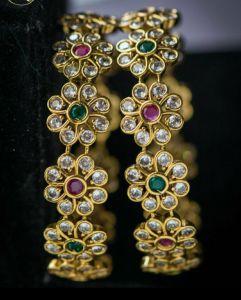SG Ready stock -Aadi sale - storewide Gold Polish Real Kemp stone Bangles(2.6 size)Preminum Quality Micro polish Bangles