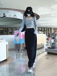 EIzXTzhEกางเกงวอร์มผู้หญิง กางเกงเอวสูง กางเกงขายาว เอวยางยืด เส้นเยื่องเพิ่มความพิเศษ พร้อมส่งจากกทม