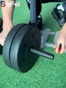 (Dumbell Set For Men)Detachable 10/15/20/25/30/35/40KG Dumbbell Set PVC 2 In 1 Barbell With Blue/Red