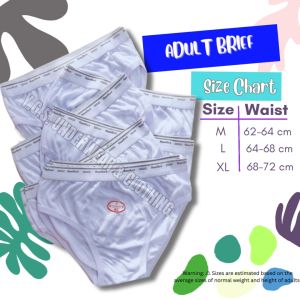 Adult Cotton Briefs 6PCS (Half Dozen) - White/Gray/Colored, Breathable and Soft, Size Guide Included